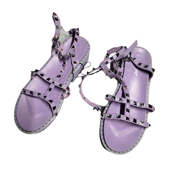 Lavender Studded Platform Sandals (7) - Picture 2 of 7